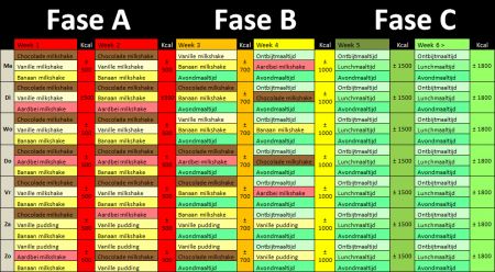 modifast dieet schema
